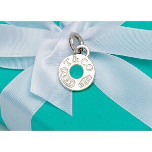 Tiffany & Co. Vintage 1837 "T & Co." Blue Enamel Circle Charm Pendant in Silver